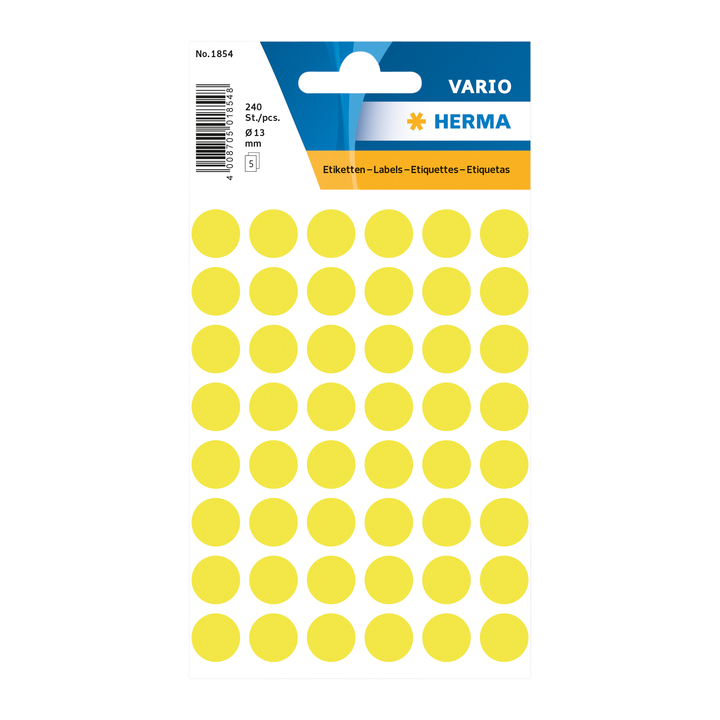 Etiket herma 1854 rond 12mm fluor geel 240st - 0