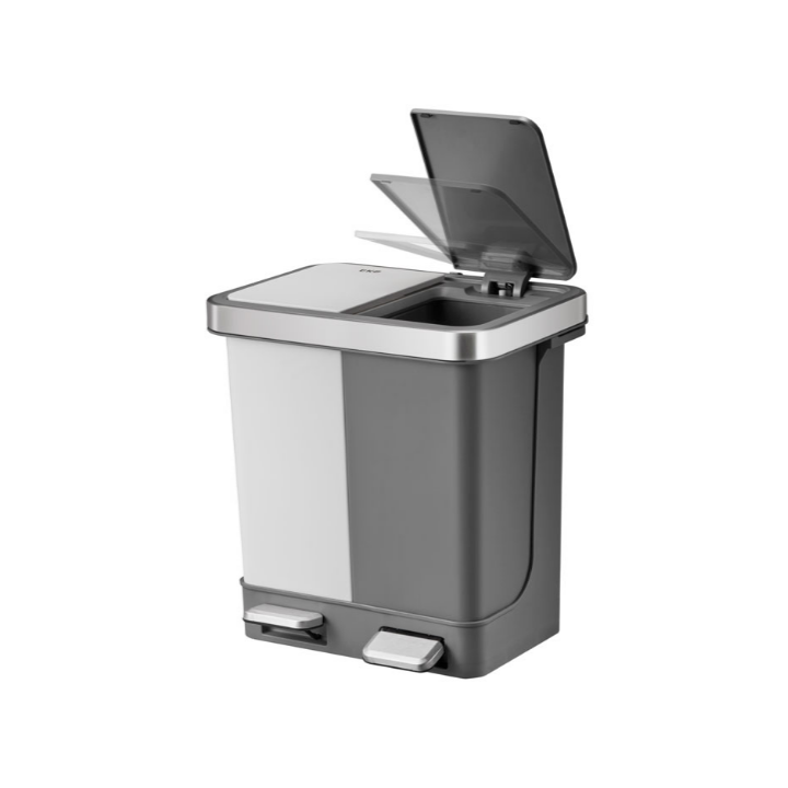 Hana Duo Recycling, pedaalemmer, 2x10 liter, wit, VB 620020 - 1