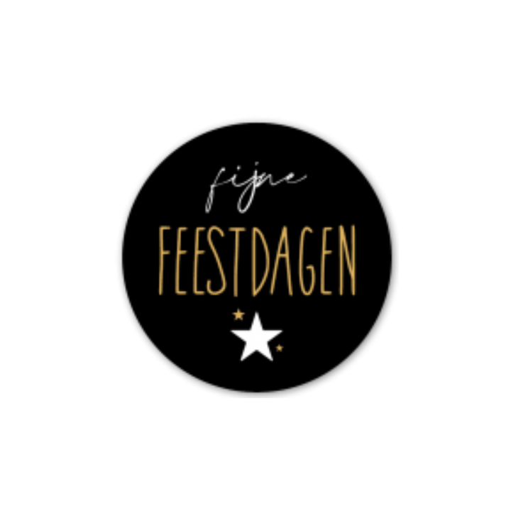 Etiket, fijne feestdagen, 35mm, zwart - goud (1000 stuks) - 0