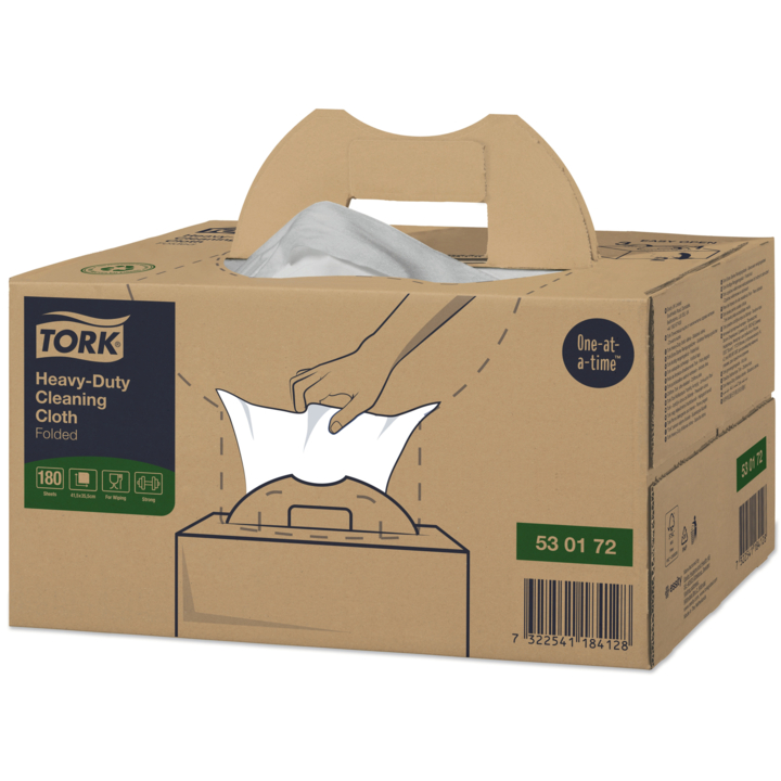 Tork Heavy-Duty | Reinigingsdoek In Doos | 41,5x35,5cm | 1-Laags | W7 | Wit | 530172 (180 stuks) - 0