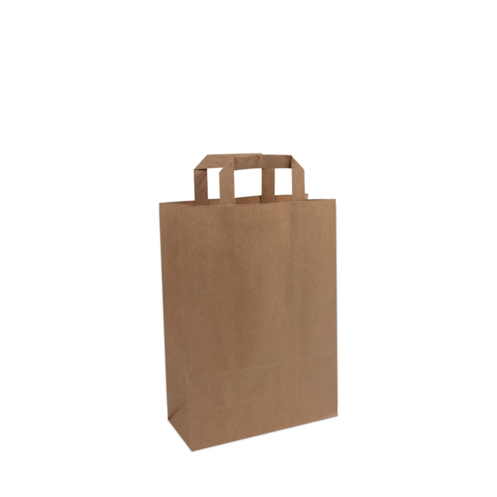 Draagtas, papier, 22+10x31cm, platte lus, bruin (250 stuks) - 0