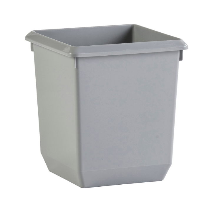 Kunststof papierbak, vierkant, 21 liter, grijs, VB 045457 - 0