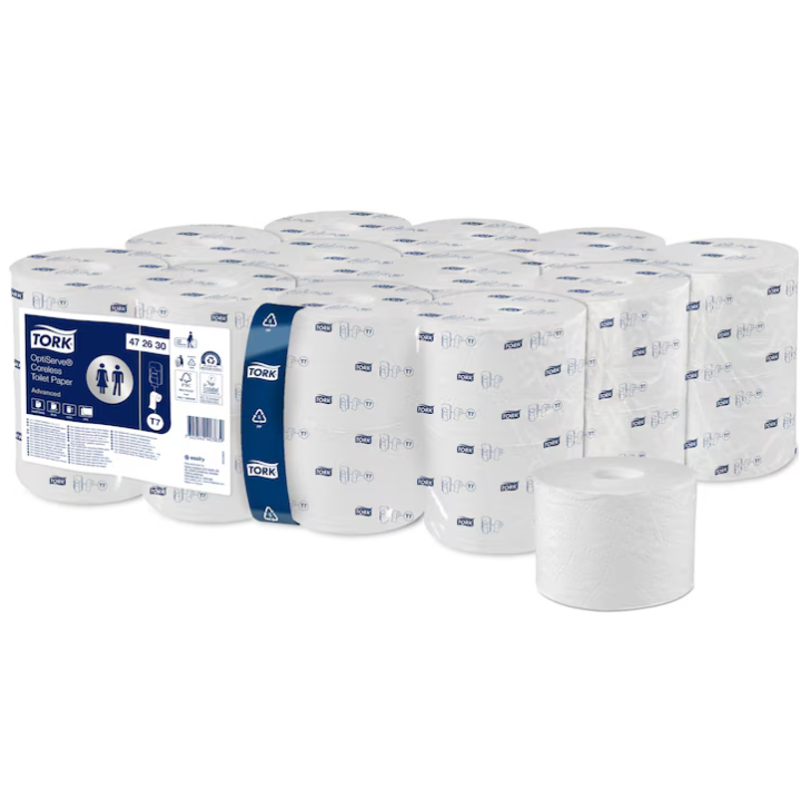 Tork OptiServe | Hulsloos Toiletpapier | 820 Vel | 2-Laags | T7 | Wit | 472630 (24 stuks) - 0