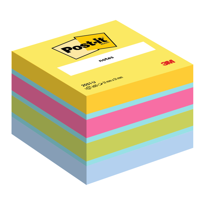 Memoblok 3m post-it 2051 51x51mm assorti kleur(2051u) - 0