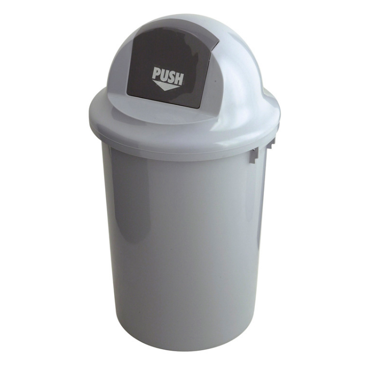 Kunststof afvalbak met klapdeksel, 60 liter, grijs,VB 200060 - 0