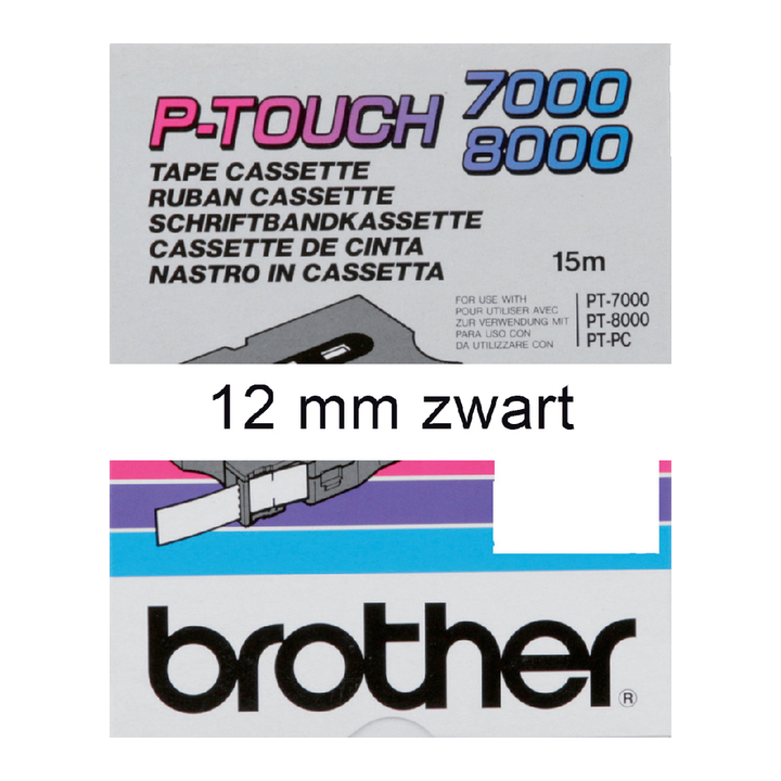 Lettertape brother p-touch tx231 12mm wit/zwart - 0