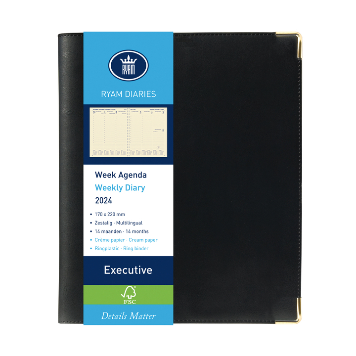 Agenda ryam executive majestic ringplastic 2025, 170x220mm - 0