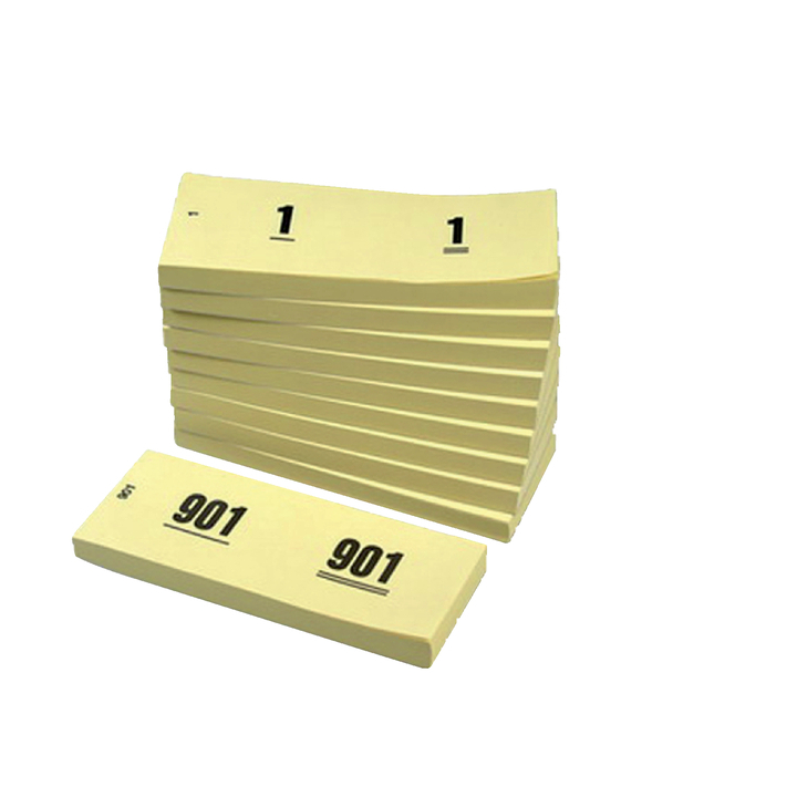 Nummerblok, 41x122mm, nummering 1-1000, geel (10 stuks) - 0