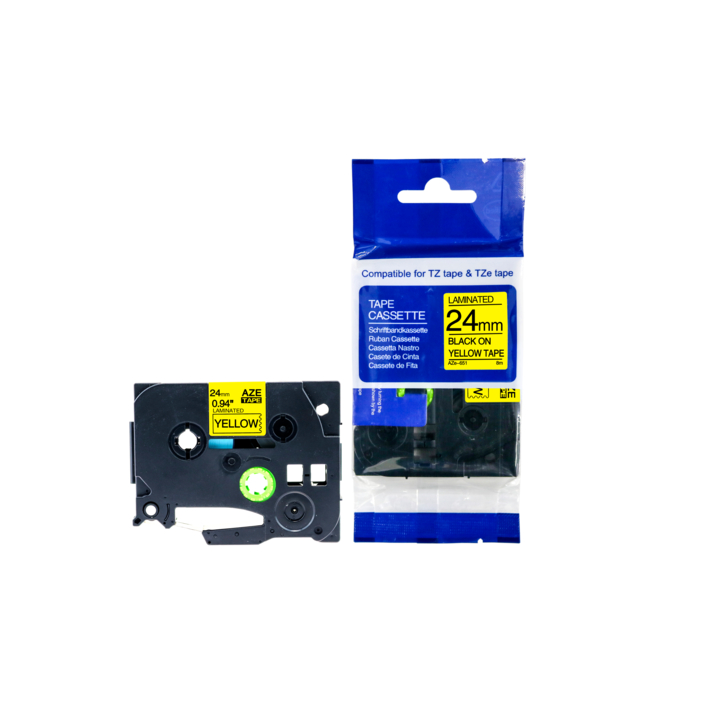 Compatible Lettertape brother TZE-651 24mm zwart geel - 0