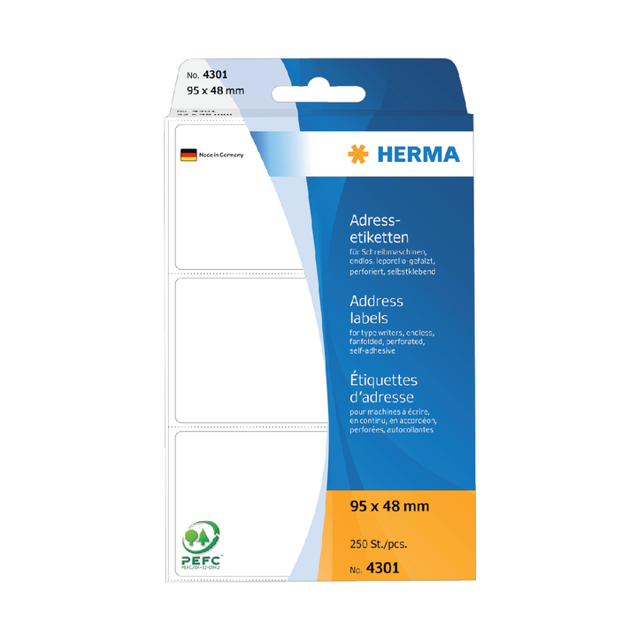 Etiket herma adres 4301 95x48mm 250st leporello - 0