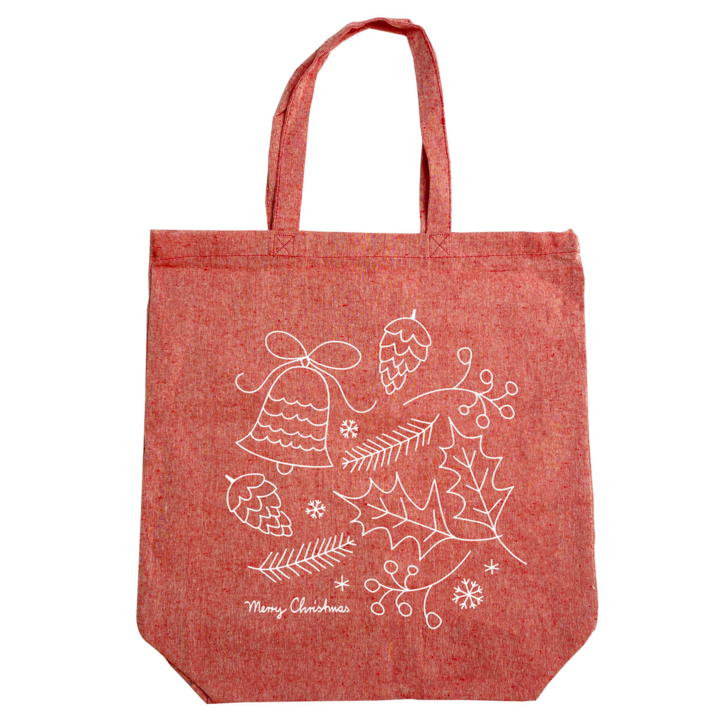 Katoen gerecycled kersttas , Christmas Doodle 42x44+2x7(100) - 0