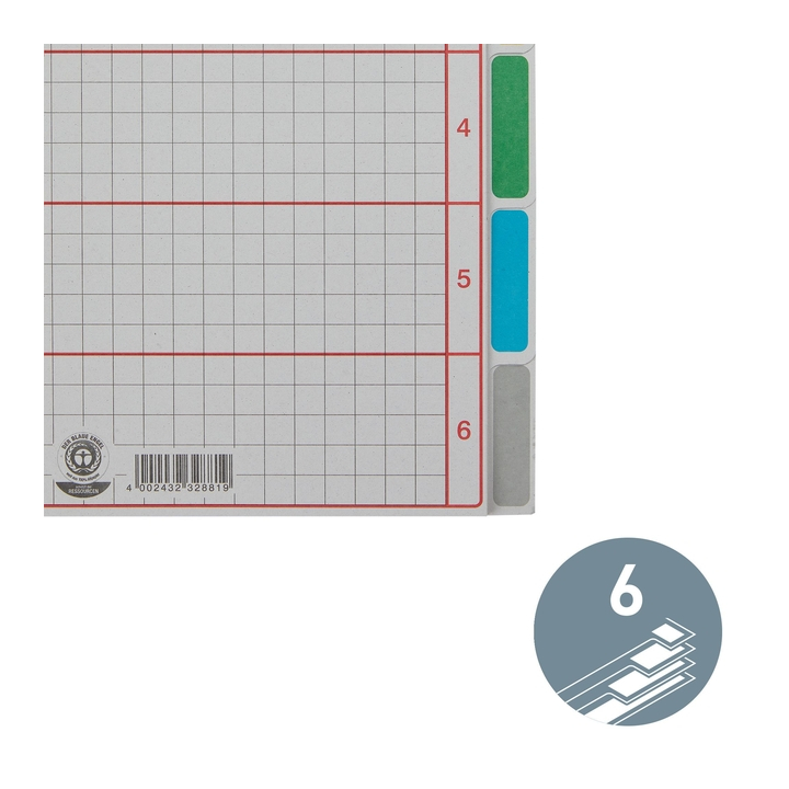 Tabbladen leitz 4350 a4 4r karton 6dlg grijs - 3