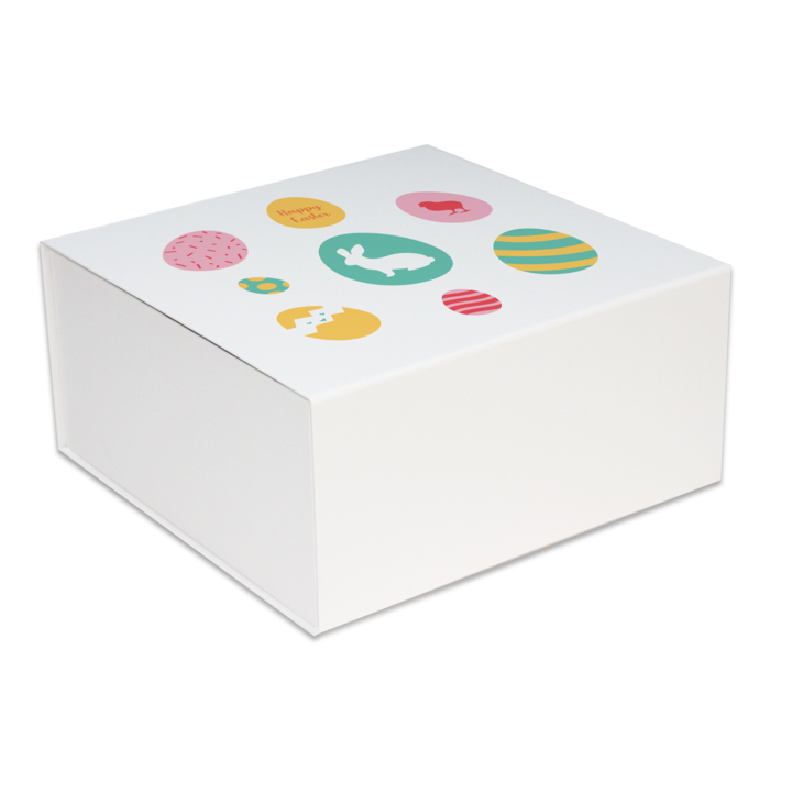 Luxe pasen magneetdozen,Pastel eggs 22x16,5x3cm, wit (25st) - 0