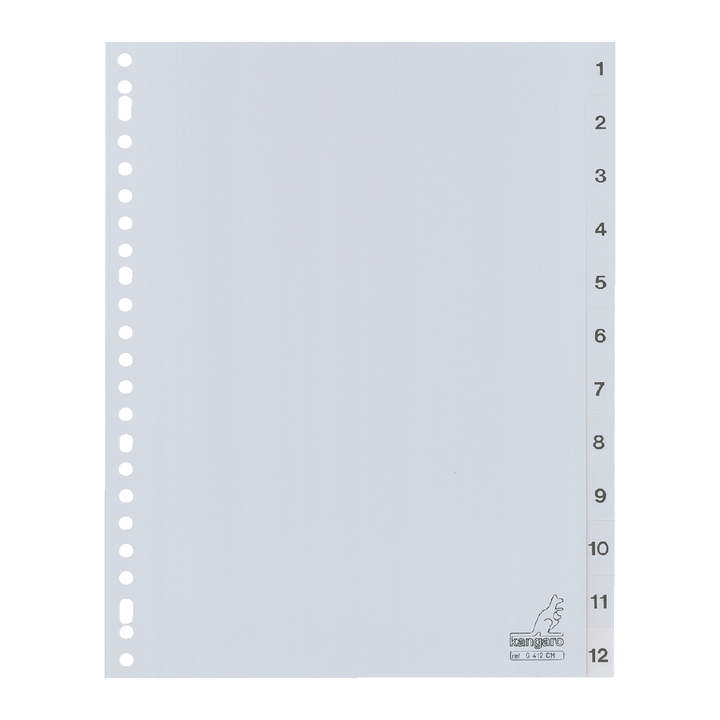 Tabblad kangaro g412cm a4 23r pp 12dlg 1-12 grijs(g412cm) - 0
