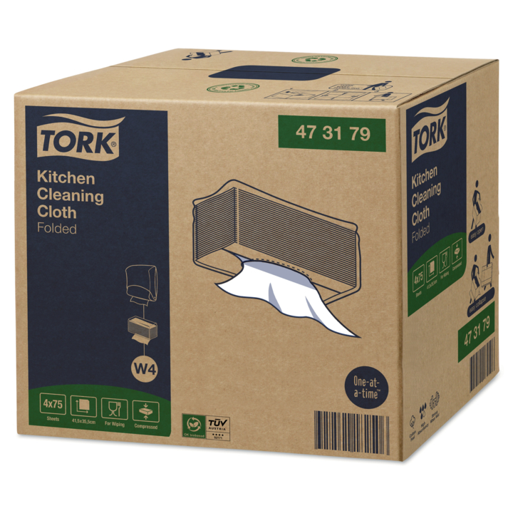 Tork Kitchen Cleaning | Gevouwen Reiningsdoek | 41,5x35,5cm | 1-Laags | W4 | Wit | 473179 (300 stuks) - 2