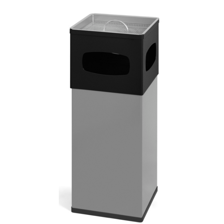 Afvalbak met ashouder, 50 liter, zwart/aluminium, VB 881000 - 0