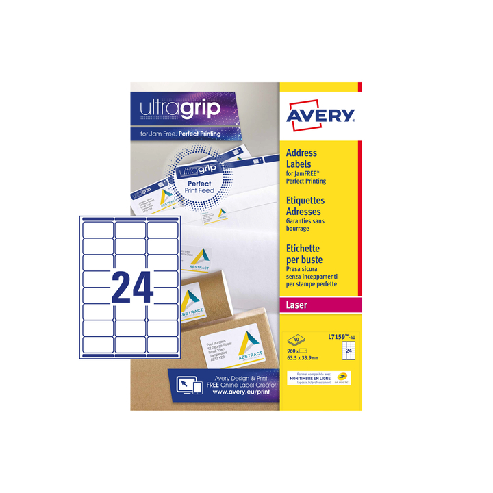 Etiket avery l7159-40 63.5x33.9mm 960st - 0