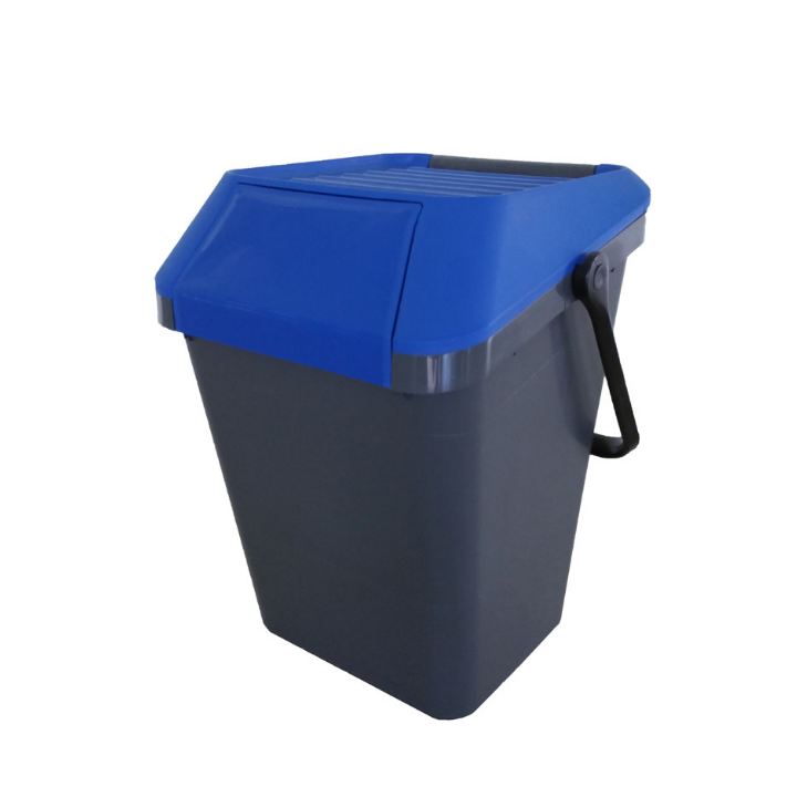 Easymax, stapelbare afvalbak, 45 liter, grijs/blauw, VB 187904 - 0