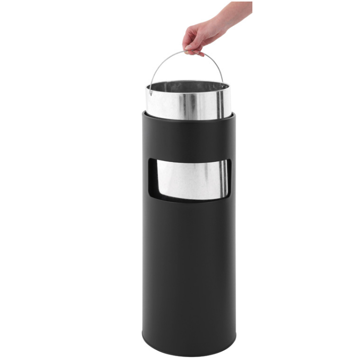 Papierbak met ashouder, 12.5 liter, mat zwart, VB 650170 - 2