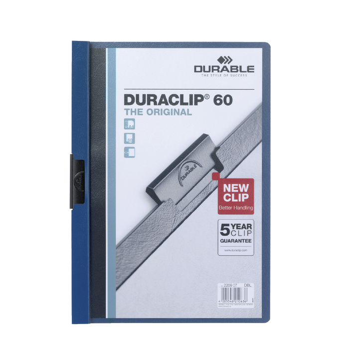 Klemmap durable 2209 a4 pl/tr 6mm donkerblauw - 0
