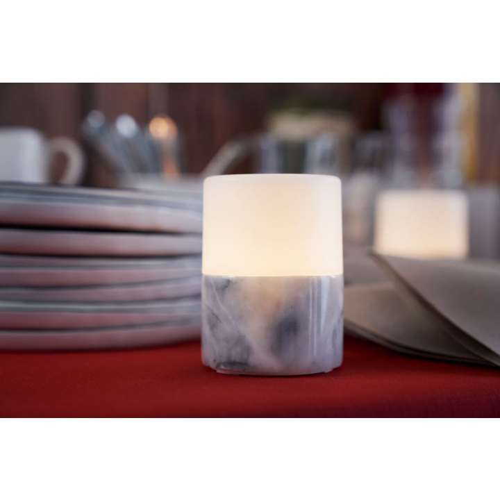 Duni | LED Lamphouder | 105x75mm | Bright Marble Granite Grey | 183181 (4 stuks) - 1