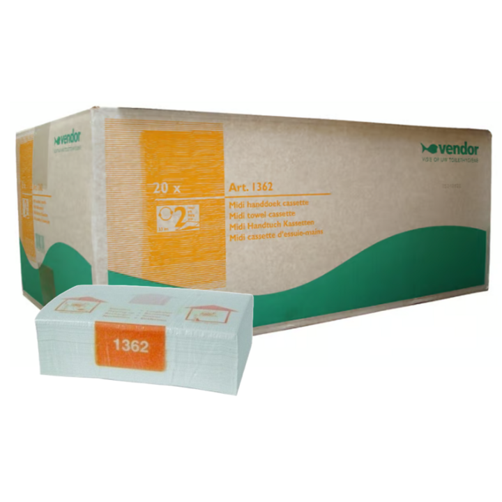 Vendor | Draadversterkte Handdoekcassette | 33 meter | 2-Laags | Wit | 1362 (20 stuks) - OP=OP AANBIEDING - 0
