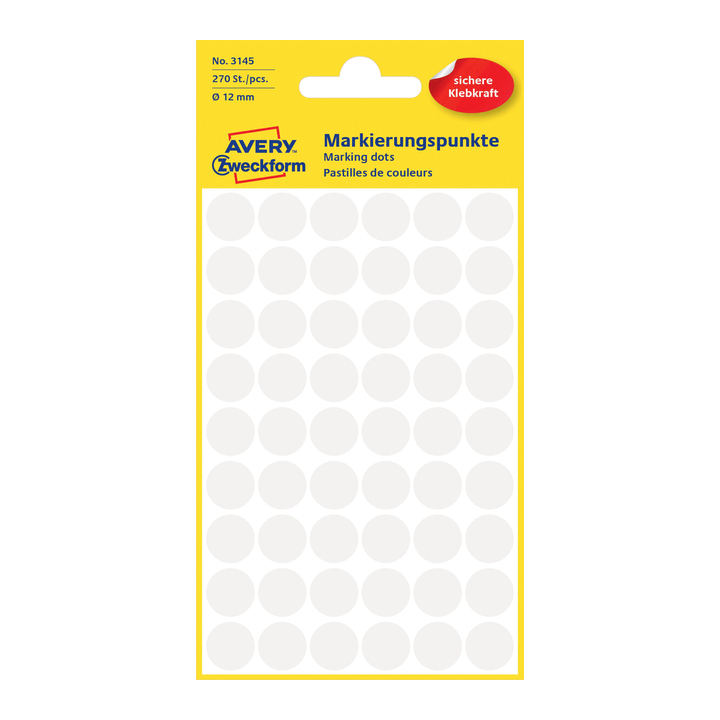 Etiket avery zweck 3145 12mm 270st - 0