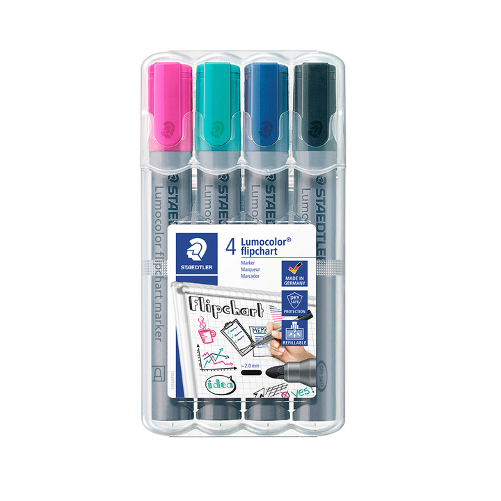 Viltstift staedtler 356 voor flipover rond 2mm set à 4 stuks - 0