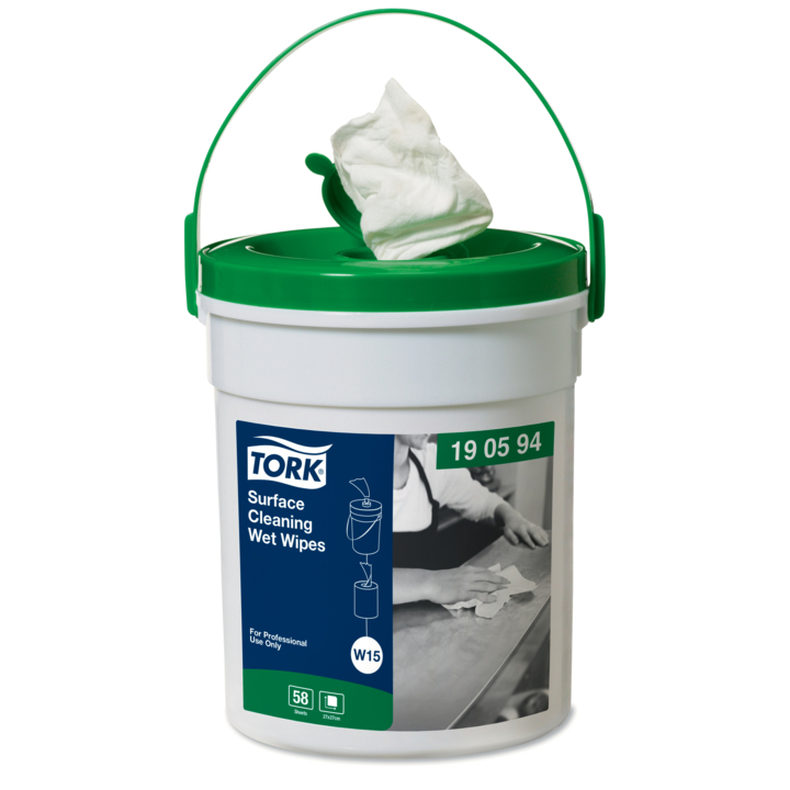 Tork Surface Cleaning, vochtige doek in emmer, 13.5x27cm, 1-laags, W14, 190592 (4x58 stuks)  | Q 892216  - 1