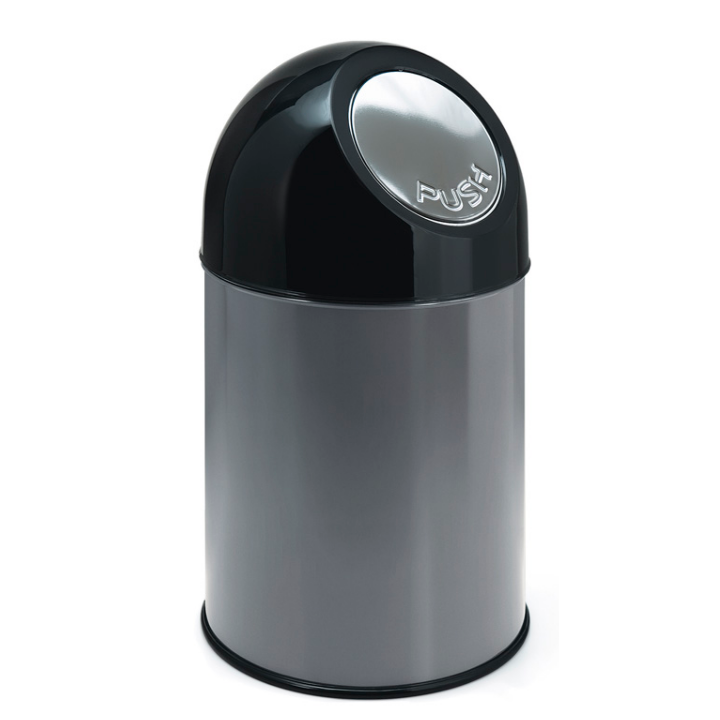 Afvalbak met pushdeksel & binnenbak, 30 liter, grijs, VB 460002 - 0