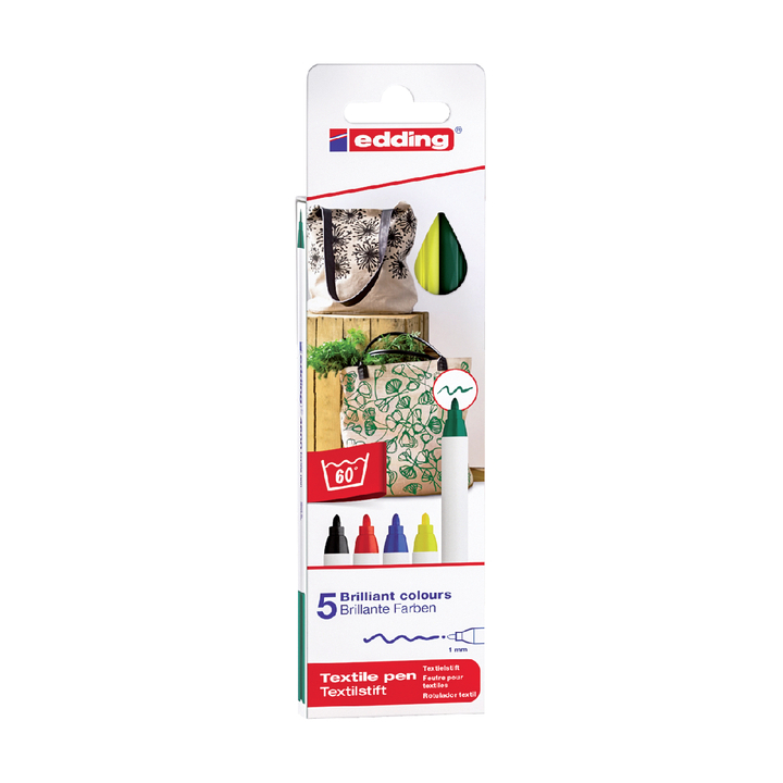 Viltstift edding 4600 textiel rond 1mm basis ass(4-4600-5) - 0