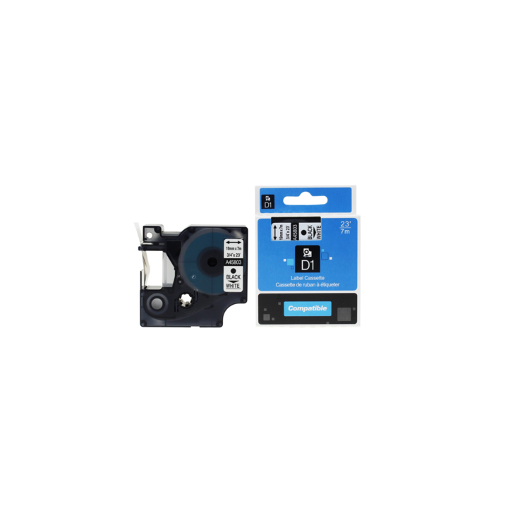 Compatibe Lettertape dymo 45803 19mmx7m wit/zwart - 0