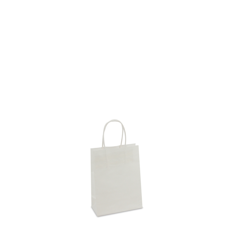 Draagtas, papier, gedraaid koord, 14+7x19cm, wit (250 stuks) - 0