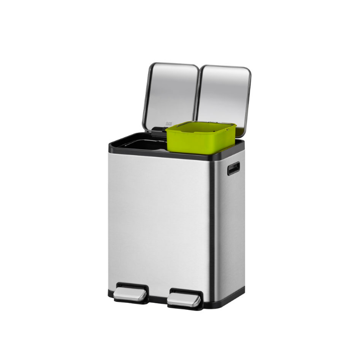 Ecocasa EKO, pedaalemmer, 2x30 liter, mat RVS, VB 912960 - 1