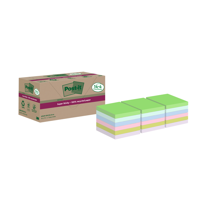 Memoblok 3m post-it 654 rss12col 76mmx76mm 14+4(654 rsscol 1 - 0