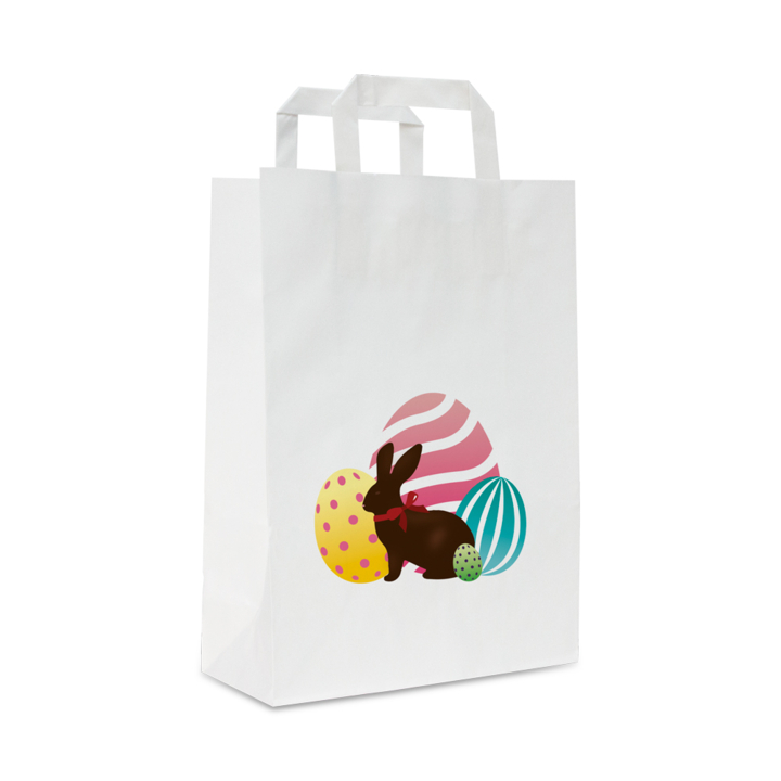 Pasen papieren draagtassen, 22+10x31cm, wit, (250st) - 0