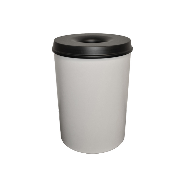 Metalen papierbak, vlamdovend, 30 liter, grijs/zwart, VB 103000 - 0