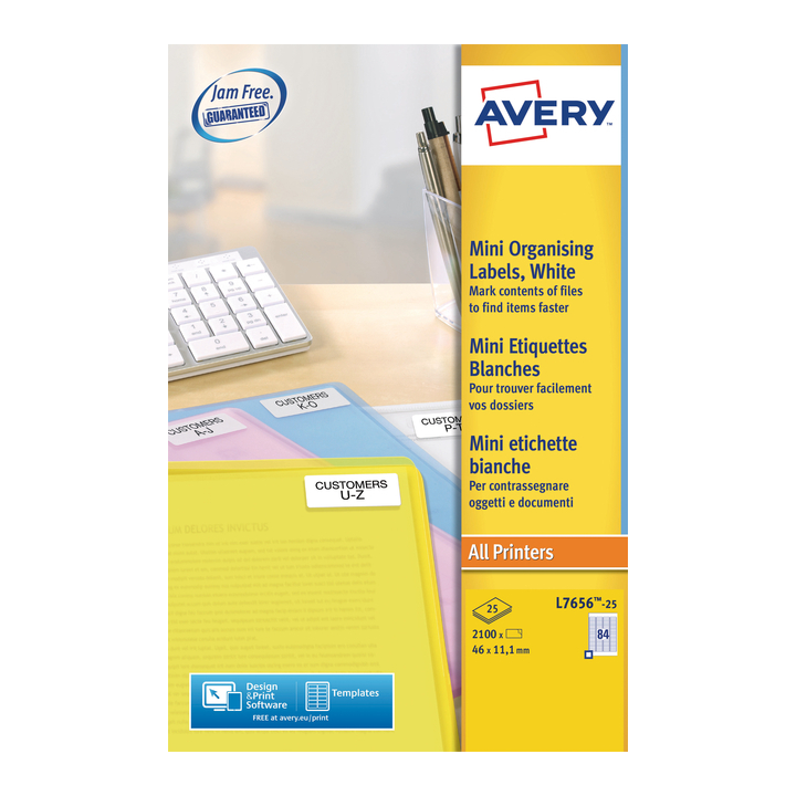 Etiket avery l7656-25 46x11.1mm 2100st - 0