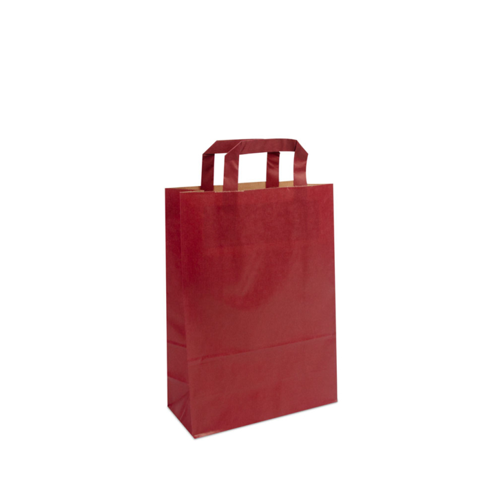 Draagtas, papier, 22+10x31cm, platte lus, bordeaux (250 st) - 0