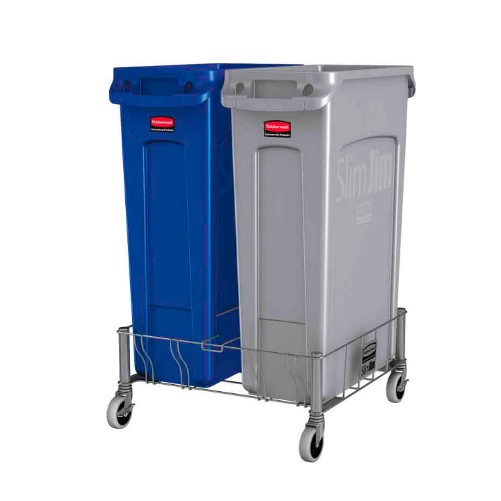 Rubbermaid Slim Jim, dubbele dolly, RVS, VB 227987 - 1