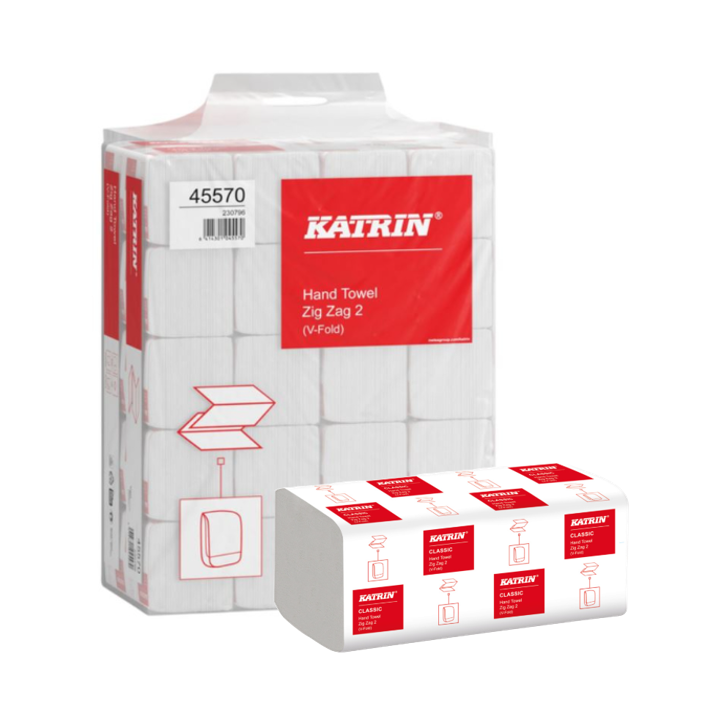 Katrin | Papieren Handdoekjes | 23x22.4cm | 2-Laags | Wit | 45570 (4.000 stuks) - 0