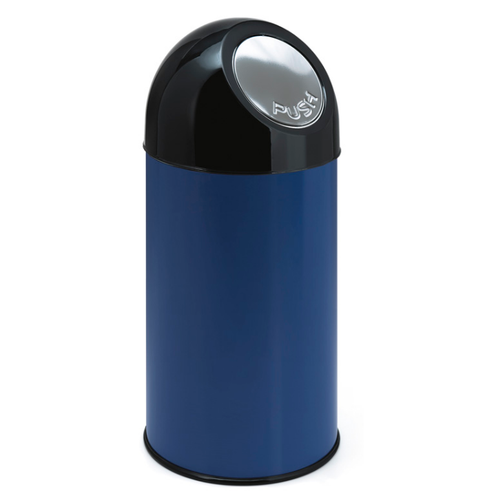 Afvalbak met pushdeksel, 40 liter, blauw/zwart, VB 480001 - 0
