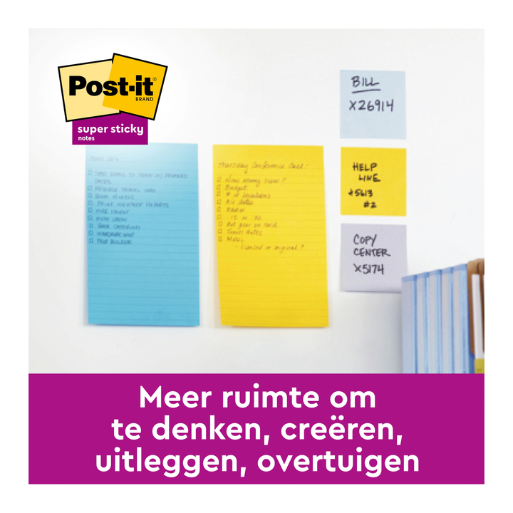Memoblok 3m post-it 584 127x203mm ss lijn ass kl(5845suc) - 2