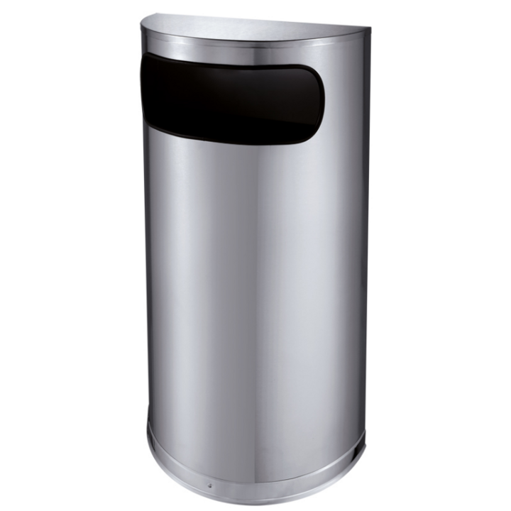 Halfronde afvalbak, 35 liter, mat RVS, VB 667833 - 0