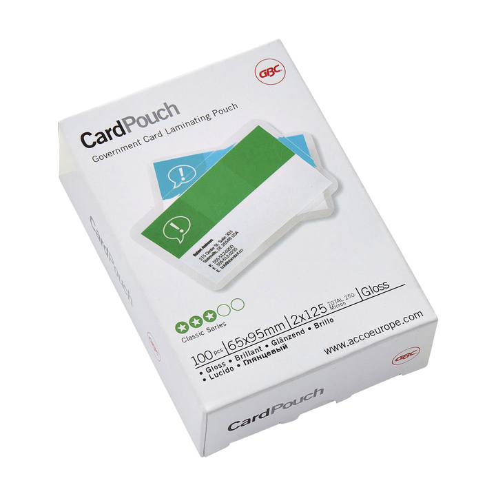Lamineerhoes gbc government card 65x95mm 125mic - 0