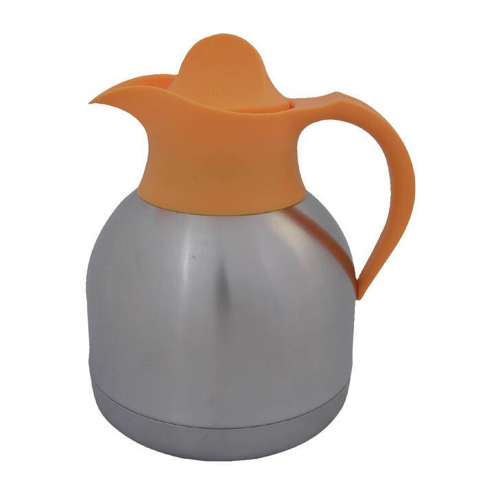 Theekan, 1 liter, RVS/geel (1 stuk) - 0