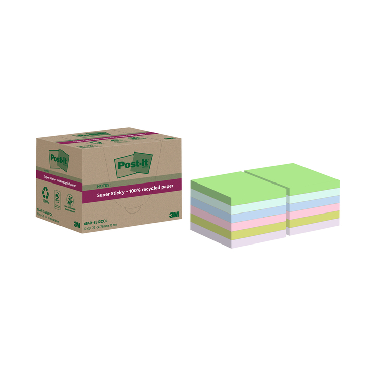 Memoblok 3m post-it 654 rss12col 76mmx76mm ass.kl(7100284781 - 0