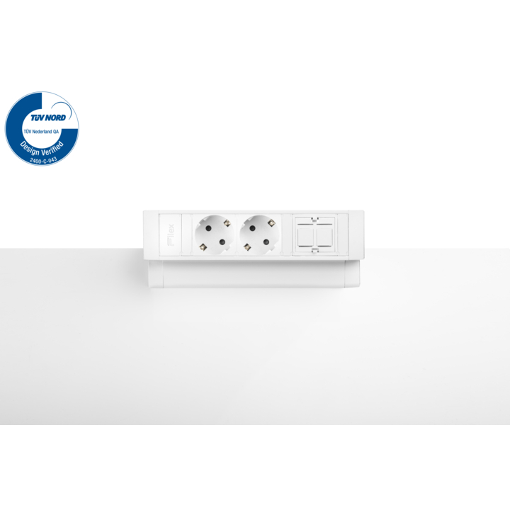 Filex, Power Desk Up 2.0, 2x 230V, 1x keystone, wit - 0