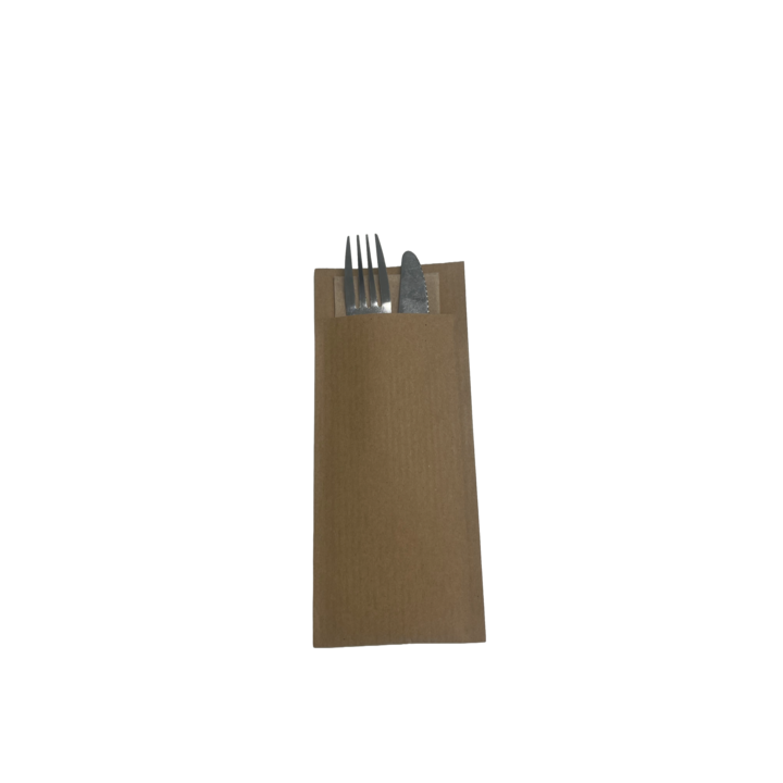 Bestekzakjes, 8.5x20.2cm, gestreept bruin, recycled servet (500 stuks) - 1