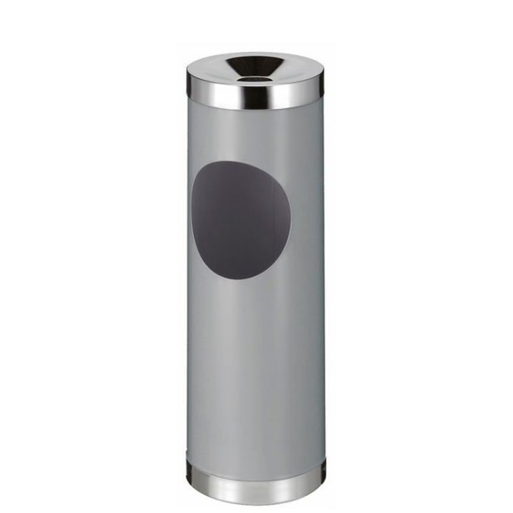 Stalen afvalbak met ashouder, 30 liter, aluminiumgrijs, VB 174000 - 0